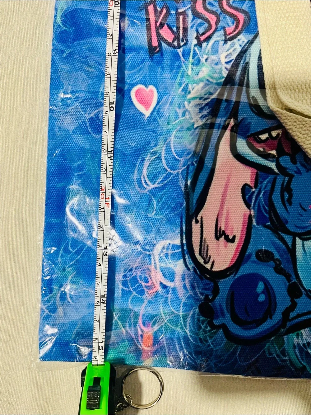 Angle & Stitch Pink and Blue Cartoon Character Tote Bag